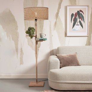 GOOD&MOJO Vloerlamp 'Java' Met 2 plankjes, Bamboe, 158cm, kleur Naturel