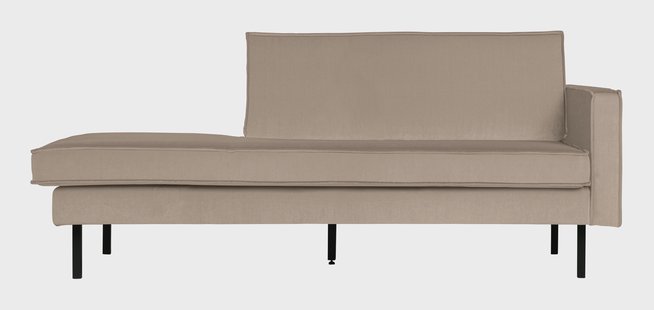 WOOOD Daybed 'Rodeo' Rechts, Velvet, kleur Khaki