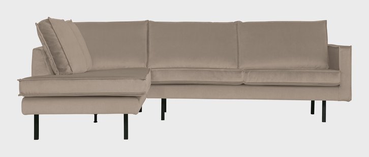 WOOOD Hoekbank 'Rodeo' Links, Velvet, kleur Khaki