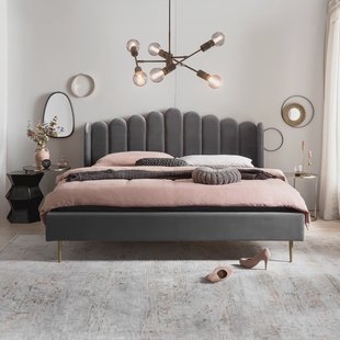 Artistiq Bed 'Harrell' Velvet, 180 x 200cm, kleur Grijs