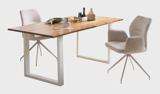 Artistiq Eettafel 'Anissa' Acaciahout en metaal, 200 x 100cm, kleur Wit