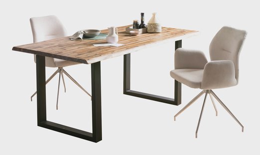 Artistiq Eettafel 'Radhika' Acaciahout en metaal, 140 x 80cm, kleur Zwart