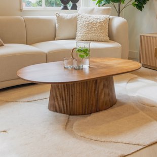 Sohome Ovale Salontafel 'Olav' Mangohout, 120 x 70cm, kleur Lichtbruin