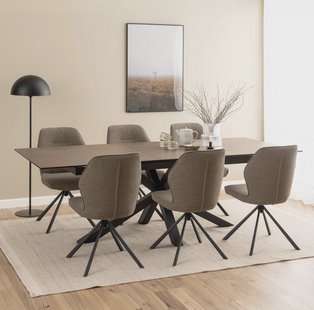 Bendt Uitschuifbare Eettafel 'Line' Keramiek, 200-240 x 100cm, kleur Bruin