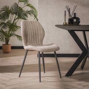 LifestyleFurn Eetkamerstoel 'Taneeka' Bouclé, kleur Zand