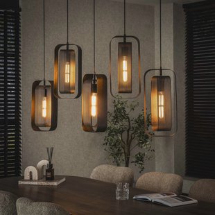 LifestyleFurn Hanglamp 'Allyse' 5-lamps, kleur Artic Zwart