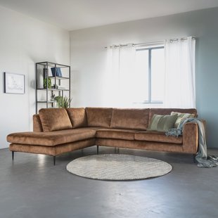 Sevn Hoekbank 'Kirsten' Links, Velvet, kleur camel