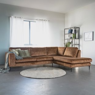 Sevn Hoekbank 'Kirsten' Links, Velvet, kleur camel