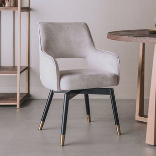 Tower Living Draaibare Eetkamerstoel 'Lenno' Velvet, kleur Beige