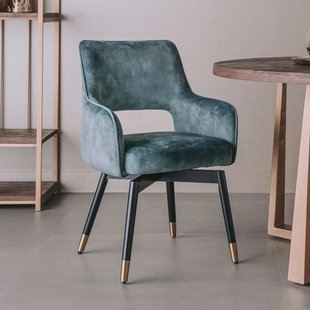 Tower Living Draaibare Eetkamerstoel 'Lenno' Velvet, kleur Blauw