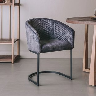 Tower Living Eetkamerstoel 'Pellaro' Velvet, kleur Donkergrijs