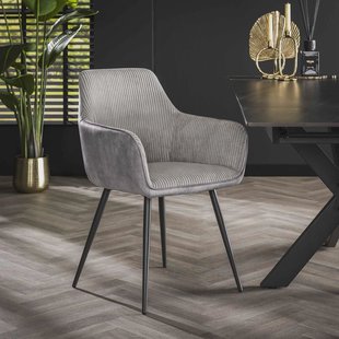 LifestyleFurn Eetkamerstoel 'Kerbi' Rib, kleur Zilver