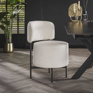 LifestyleFurn Draaibare Eetkamerstoel 'Karlita' Bouclé, kleur Wit