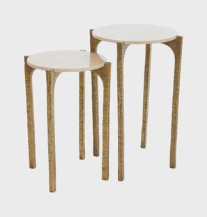 Light & Living Bijzettafel 'Kanae' Set van 2 stuks, Travertin