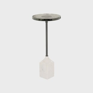 Richmond Bijzettafel 'Aurora' Glas en marmer, Ø27cm