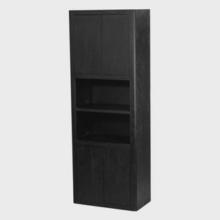 Tower Living Wandkast 'Tenna' Mangohout, Met 2 open vakken, 220 x 80cm, kleur Zwart