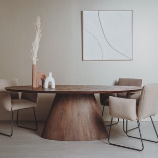 Tower Living Ovale Eettafel 'Premana' Mangohout, 240 x 120cm, kleur Bruin