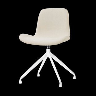 Nola-Fé draaibare eetkamerstoel cottonbeige - wit onderstel