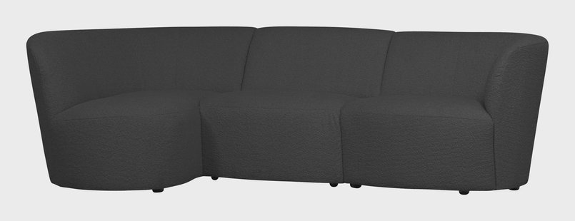 WOOOD 3-zits Loungebank 'Coco' Links, Bouclé, kleur Donkergrijs