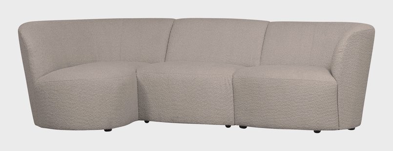 WOOOD 3-zits Loungebank 'Coco' Links, Bouclé, kleur Zand