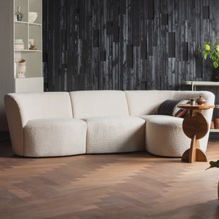 WOOOD 3-zits Loungebank 'Coco' Rechts, Bouclé, kleur Crème