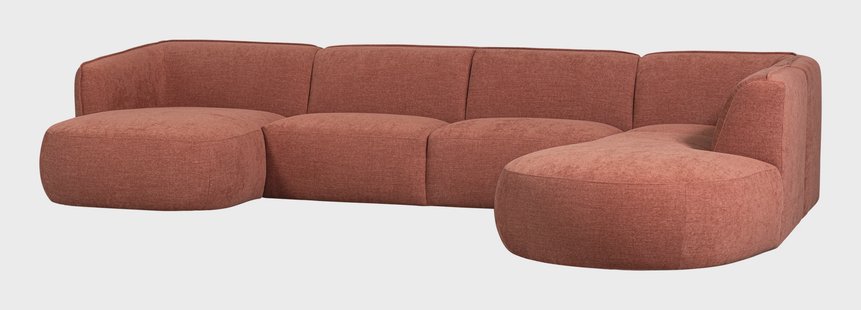 WOOOD Lounge U-bank 'Polly' Rechts, Woven, kleur Roze
