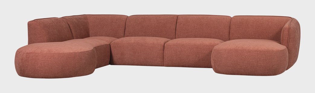 WOOOD Lounge U-Bank 'Polly' Links, Woven, kleur Roze