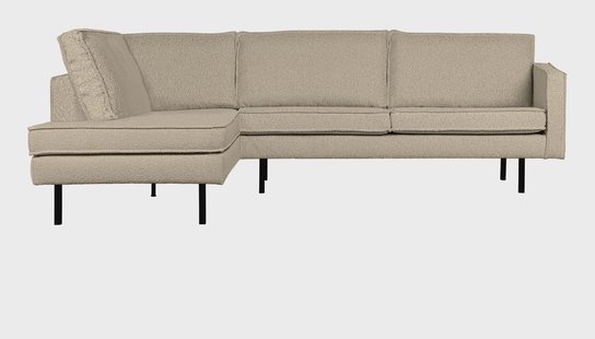 WOOOD Hoekbank 'Rodeo' Links, Bouclé, kleur Beige