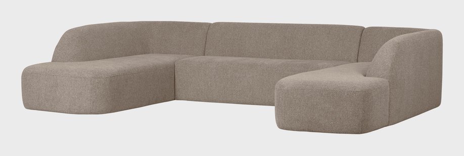 WOOOD Lounge U-Bank 'Sloping' Chenille, kleur Naturel