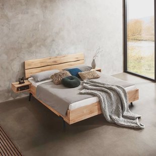 Houten Bed 'Rough' massief eiken - 140 x 210 cm - Zonder 2 nachtkastjes