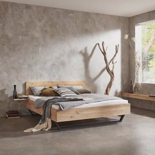 Houten Bed 'Mine' massief eiken - 160 x 200 cm - Zonder 2 nachtkastjes