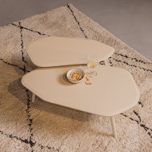 WOOOD Organische Salontafel 'Davina' Set van 2 stuks, MDF, kleur Dust