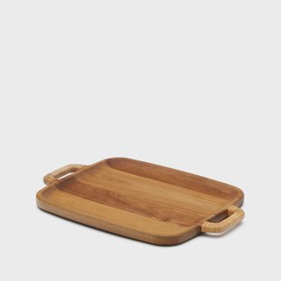 Kave Home Serveerplank 'Sardis' Acaciahout en rotan, 50 x 35cm