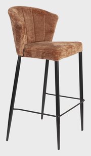 Dutchbone Barstoel 'Georgia' Chenille, kleur Terra (zithoogte 75cm)