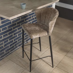 Dutchbone Barstoel 'Georgia' Chenille, kleur Beige (zithoogte 75cm)