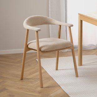 Bendt Eetkamerstoel 'Gerado' Eikenhout en chenille, kleur Beige