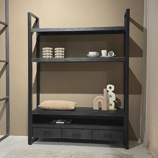 Livingfurn Hoog TV-meubel 'Norris' Mangohout en staal, 150 cm