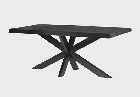 Livingfurn Eettafel 'Norris Spider' Mangohout en staal, 240 x 100cm