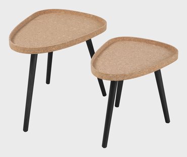 Artistiq Bijzettafel 'Torri' Kurk, Set van 2 stuks