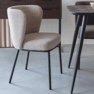 ZILT Eetkamerstoel 'Mattie' Bouclé, kleur Beige