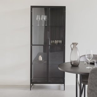 ZILT Vitrinekast 'Reka' Zwart metaal, 170 x 70cm