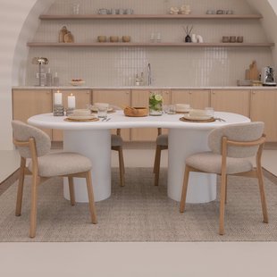 By-Boo Organische Eettafel 'Seki' 200 x 110cm, kleur Wit