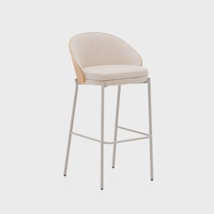 Kave Home Barkruk 'Eamy' Essenhout, kleur Beige (zithoogte 77cm)