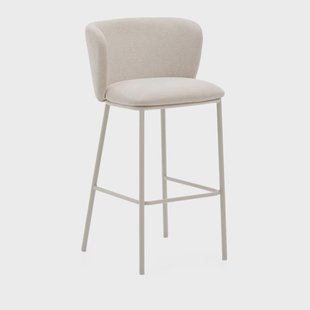 Kave Home Barkruk 'Ciselia' Chenille, kleur Beige (zithoogte 75cm)