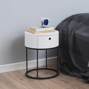 Bendt Rond Nachtkastje 'Gaga' met lade, kleur Wit