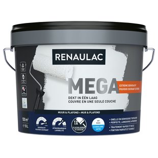 Renaulac Méga Muurverf - Zijdeglans - Wit - 10l