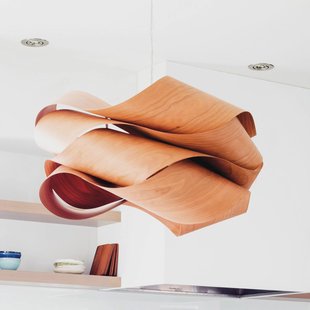 LZF LAMPS LZF hanglamp Link, kersenhout/nikkelkleurig, Ø 69 cm, hout