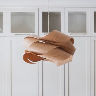 LZF LAMPS LZF hanglamp Link, kersenhout/nikkelkleurig, Ø 46 cm, hout