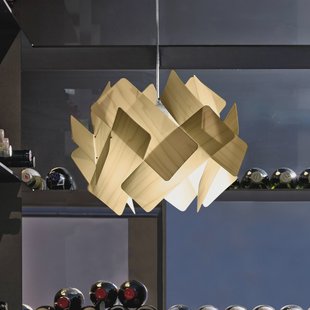 LZF LAMPS LZF hanglamp Escape, ivoorkleurig/nikkelkleurig Ø 30 cm hout