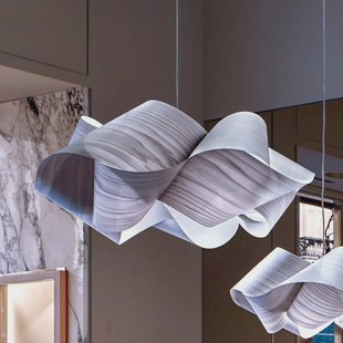 LZF LAMPS LZF hanglamp Swirl, grijs/nikkelkleurig, Ø 75 cm, hout